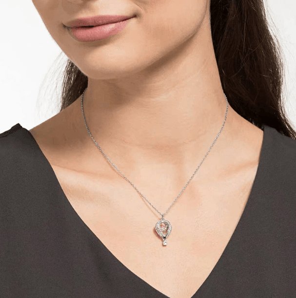 Amazon.com: Hiqmic 925 Sterling Silver Chain Heart Hot Air Balloon Pendant  Necklace White Gold Plated Jewelry 16